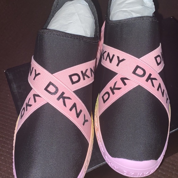 NWT DKNY Allie Stretch black with pink & yellow youth size 6; women’s size 8 - Picture 5 of 8